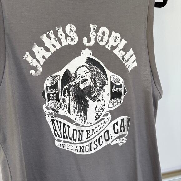 MissLook Janis Joplin Graphic Tank Band Tee Rockstar GF Gray Summer Fest Small - Picture 2 of 6